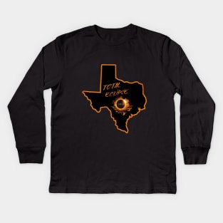 Total Eclipse 2024 Texas Kids Long Sleeve T-Shirt